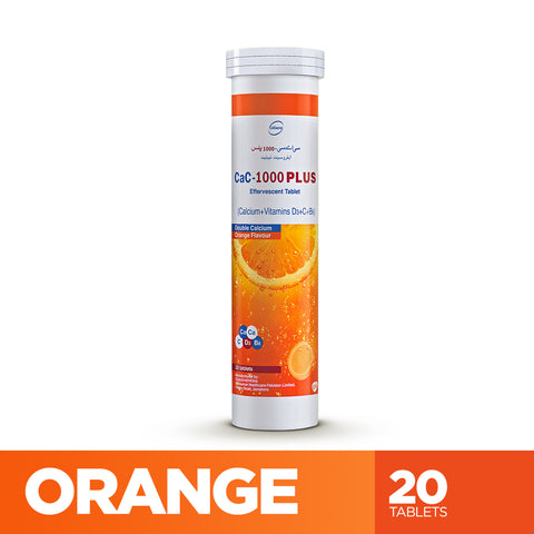 CaC 1000 Plus Effervescent Orange Flavor Tablets 